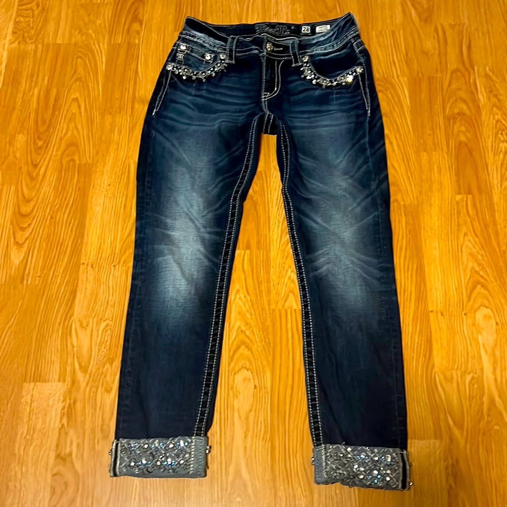 Miss Me Jean Capris with Accent Cuffs